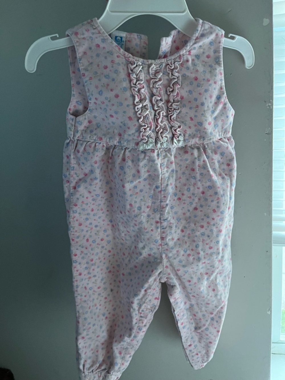 90s Vintage unbranded Pink Floral Ruffled Baby Romper - Sleeveless